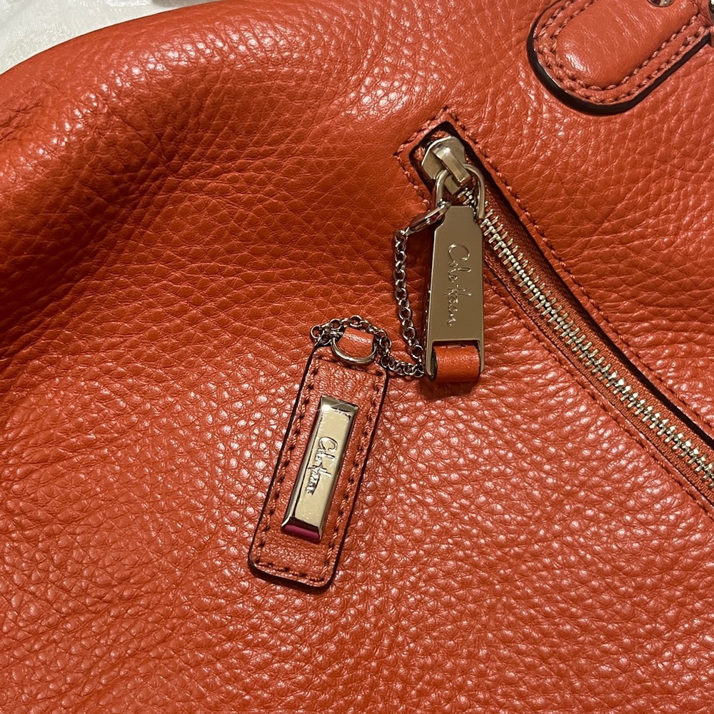 Cole Haan Large Burnt Orange Pebbled Leather Handbag Hobo Detachable Strap - Picture 10 of 12